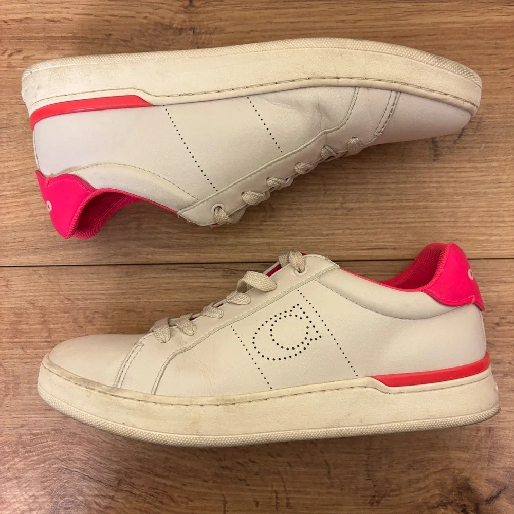 COACH G5040 Lowline Low Top Sneaker Womens Size 9 White Hot Pink‎ Leather Casual - Picture 9 of 13